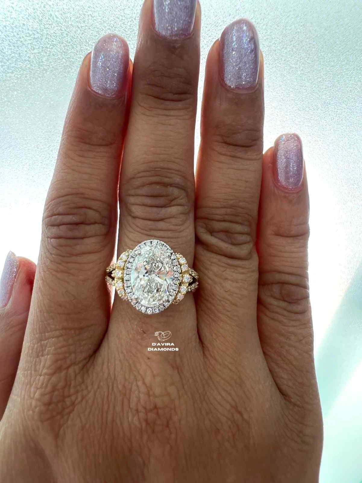 Oval Cut Lab Diamond Halo Engagement Ring