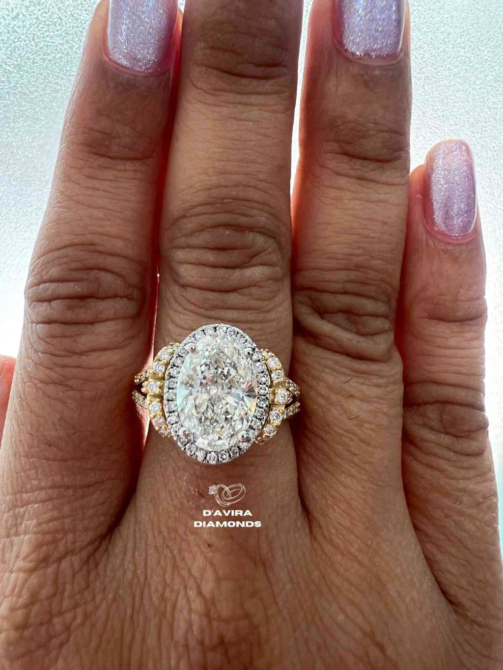 Oval Cut Lab Diamond Halo Engagement Ring