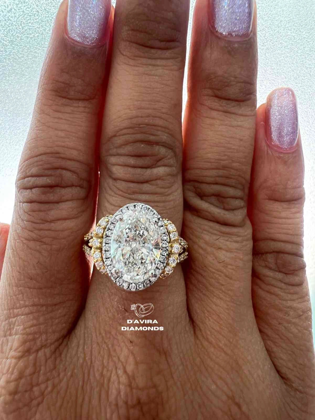 Oval Cut Lab Diamond Halo Engagement Ring