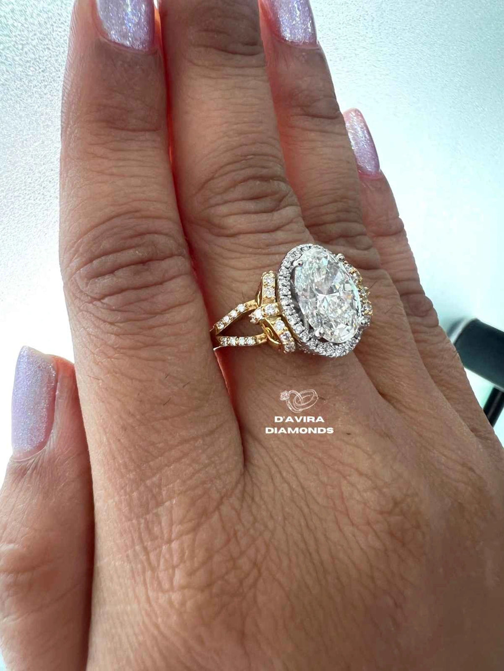 Oval Cut Lab Diamond Halo Engagement Ring