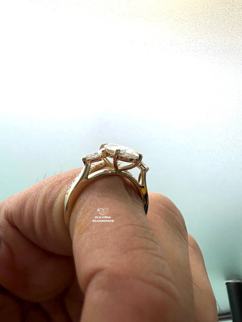 back view of the oval cut lab grown diamond with claw set ring for women