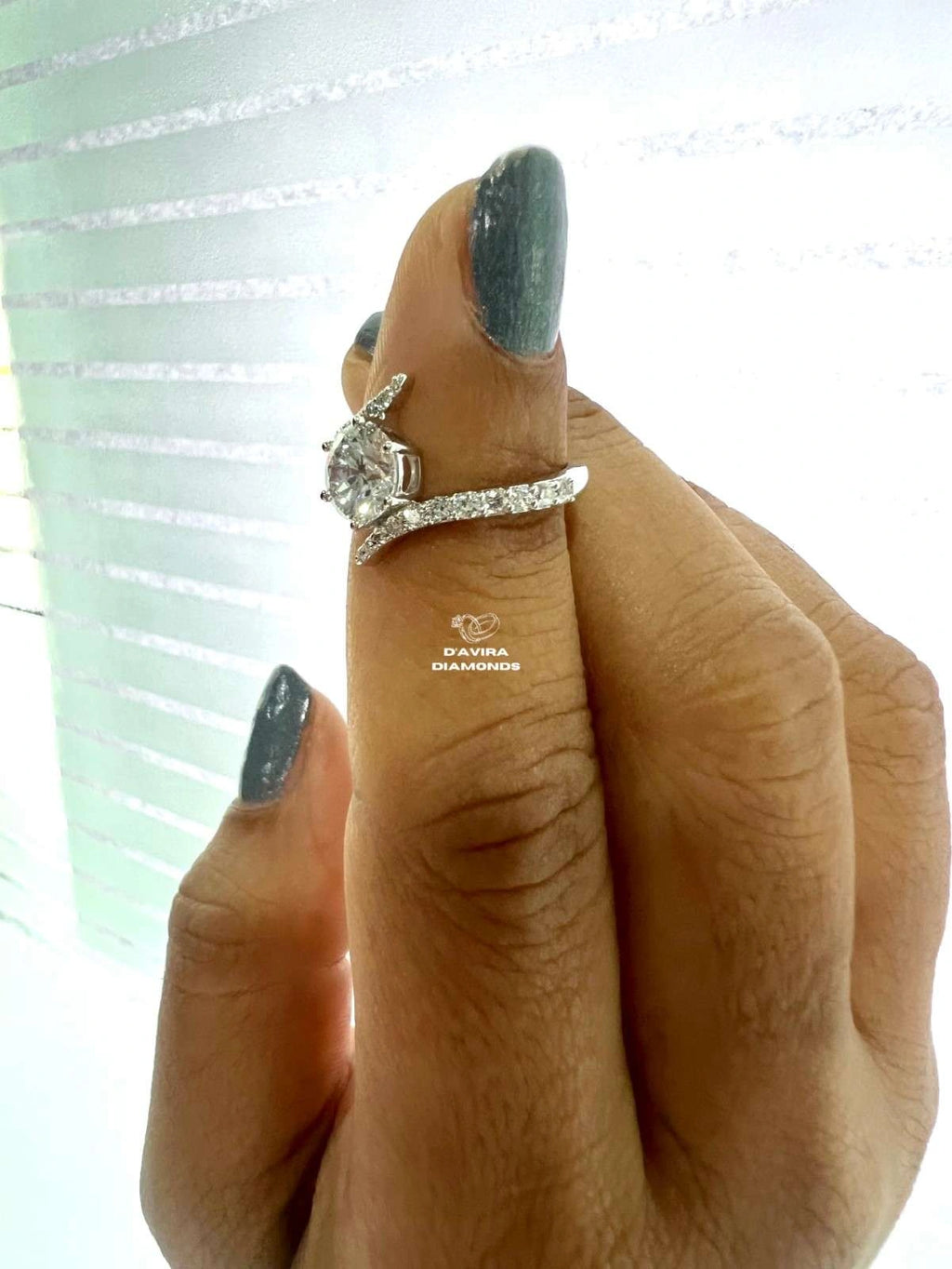 Bypass Round Cut Lab Diamond Engagement Ring