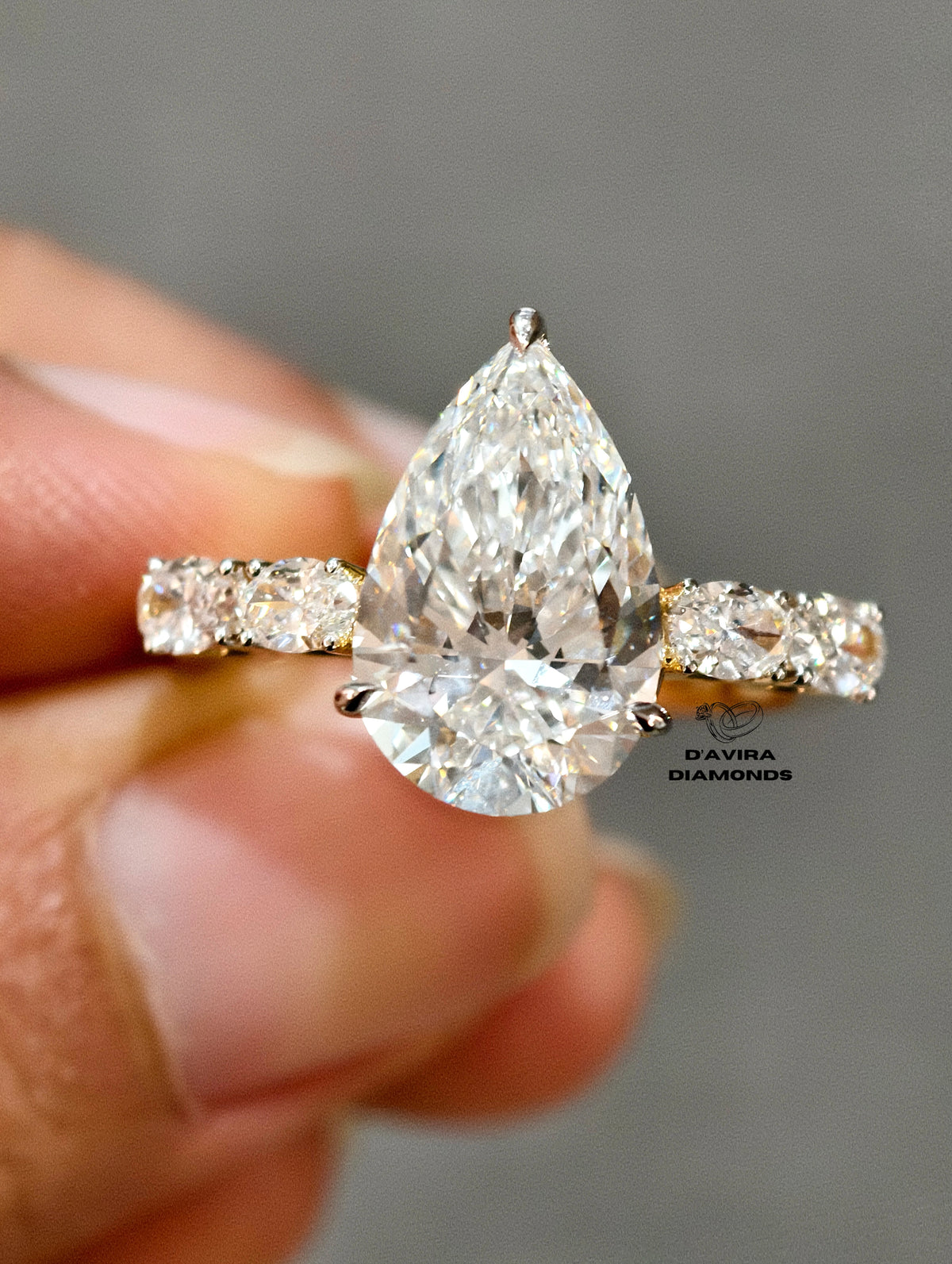 Pear And Oval Cut Lab Diamond Five Stone Ring