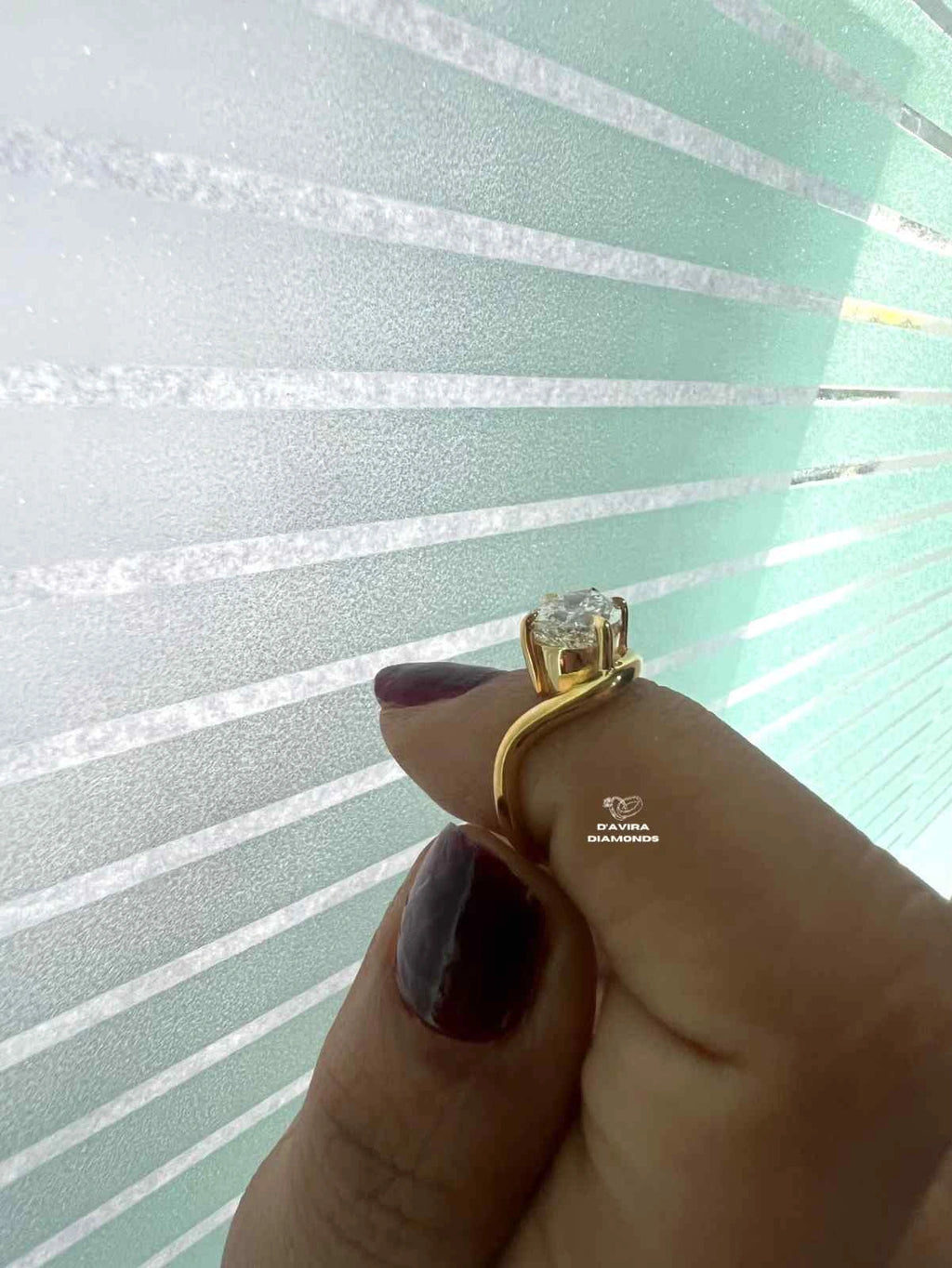 Pear Diamond Curved Solitaire Engagement Ring