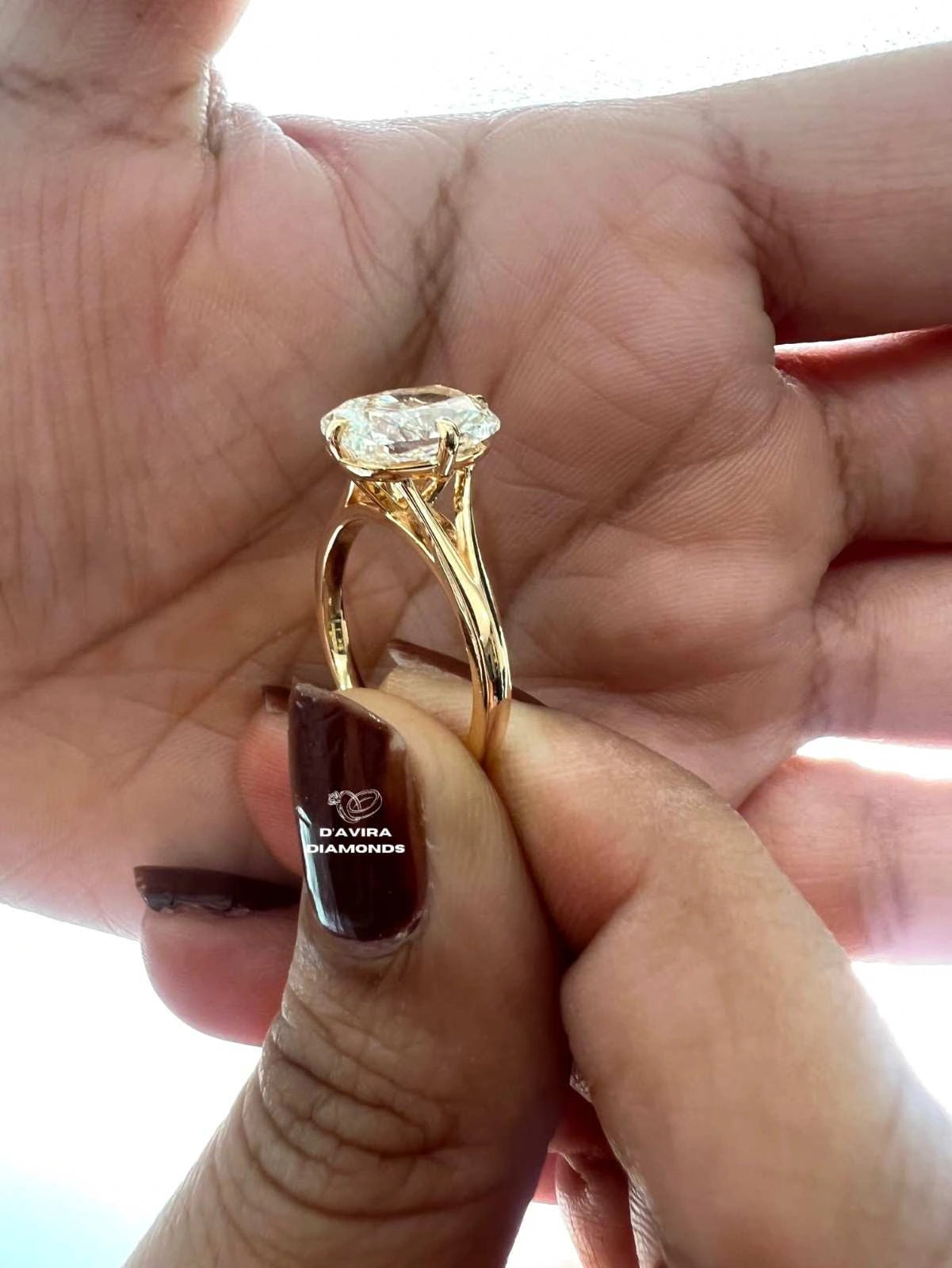 Elongated Cushion Cut Engagement Ring in Lab Grown Diamond with Split Shank Setting