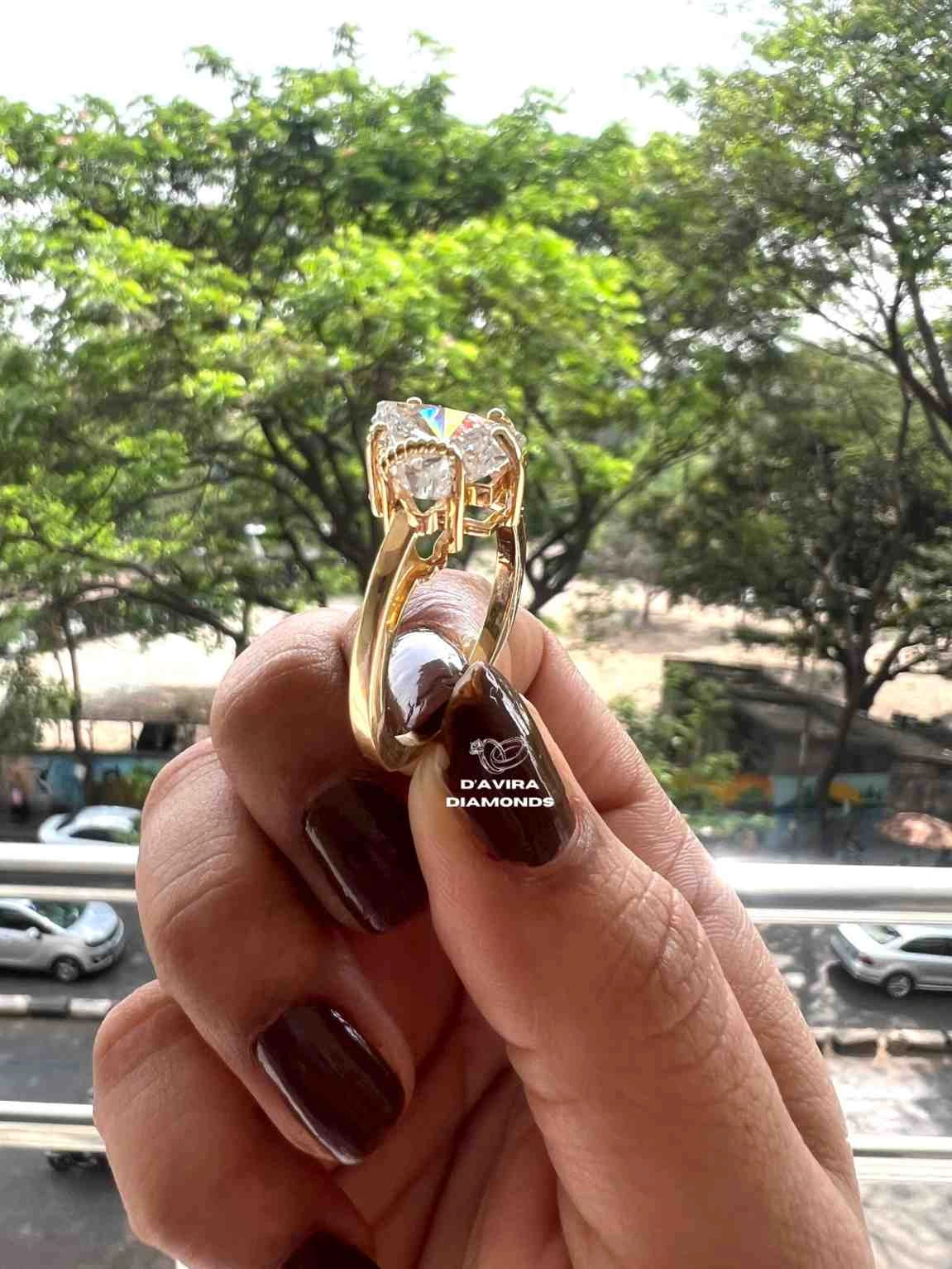 Trillion Cut Lab Created Diamond Rings Anniversary Best Jewelry for Gifts