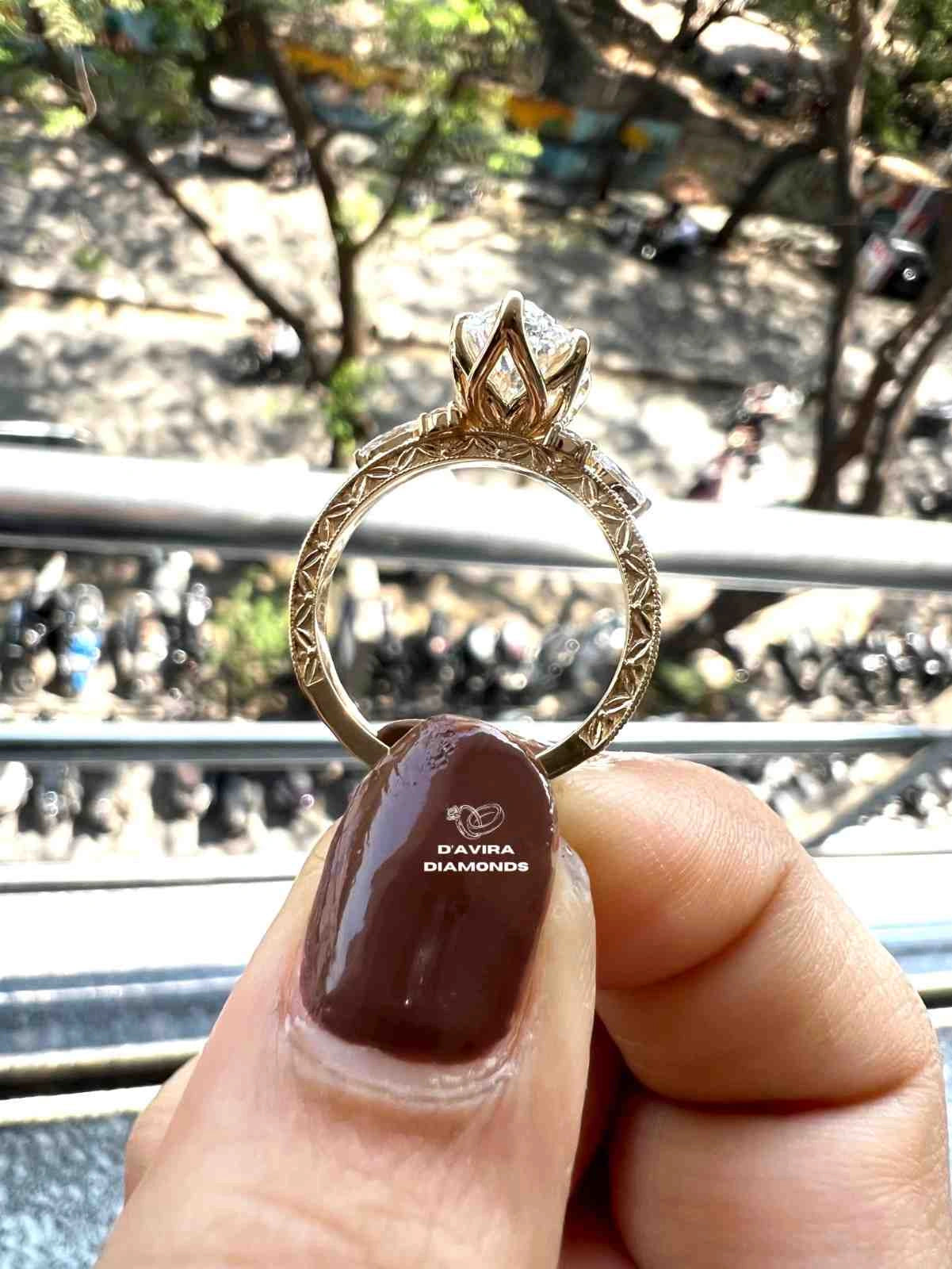 Lab Grown Marquise Diamond Ring for Women with Round Cut Side Stone Design Unique Jewelry