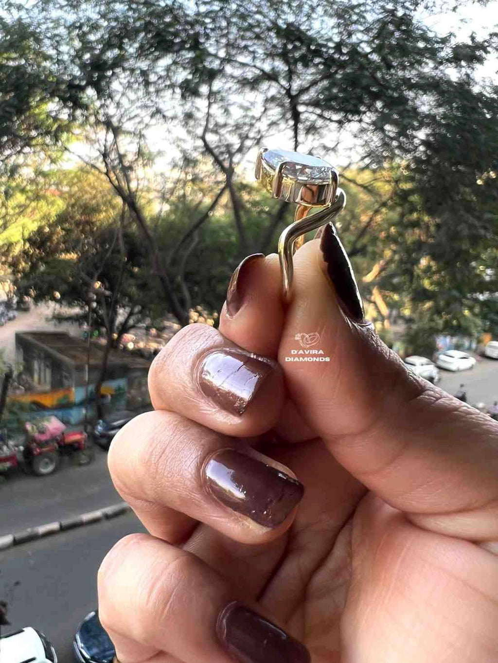Pear Lab Grown Diamond Ring for Anniversary Gift with Bypass Setting in Solitaire Design