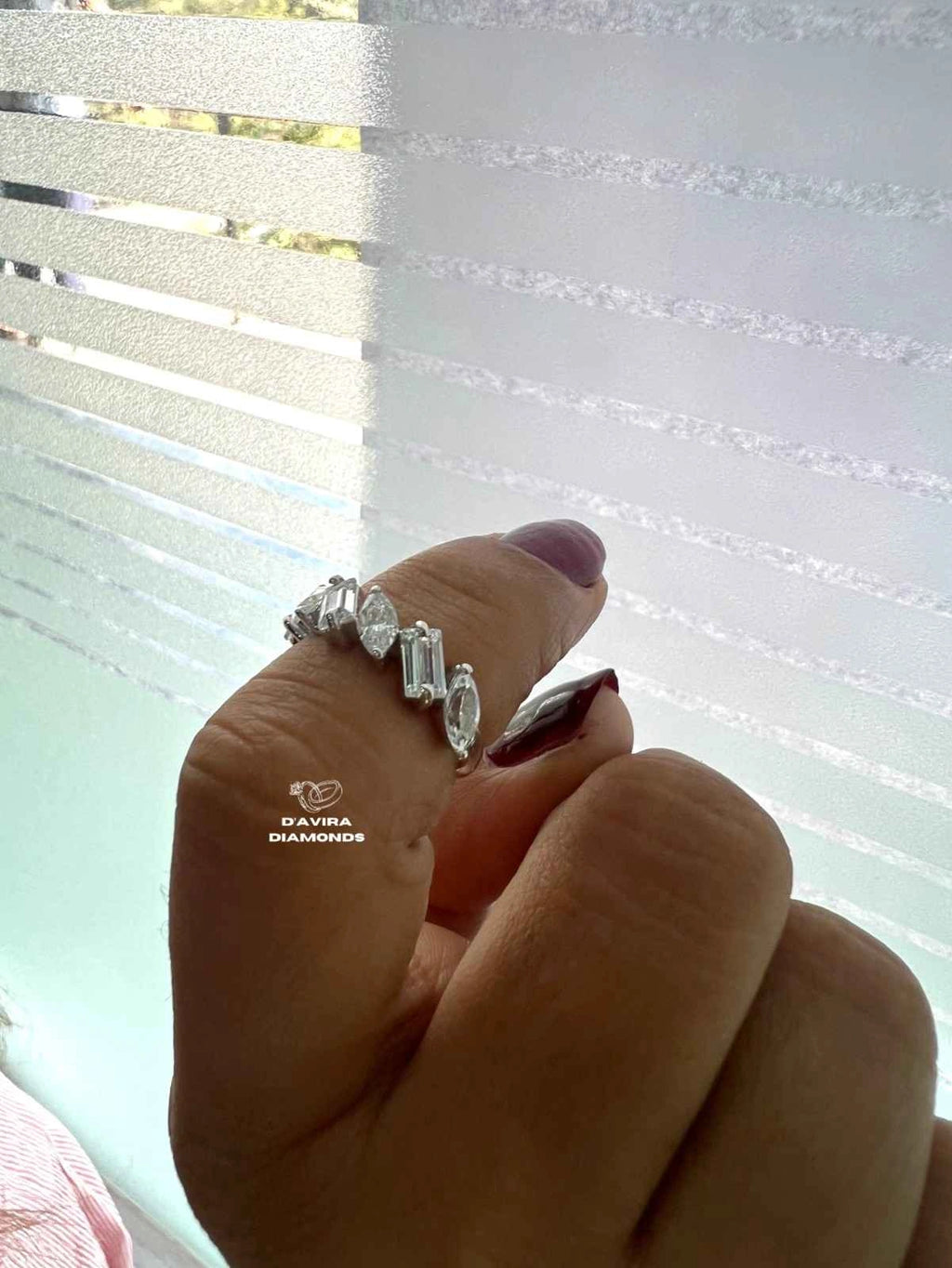 Marquise And Baguette Cut Lab Diamond Half Eternity Band