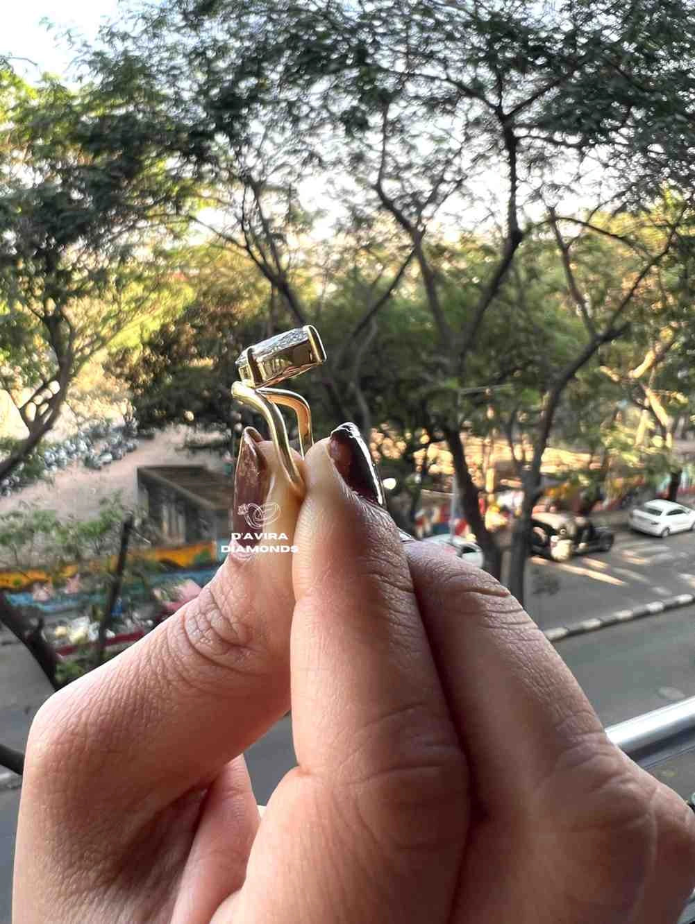 Pear Lab Grown Diamond Ring for Anniversary Gift with Bypass Setting in Solitaire Design