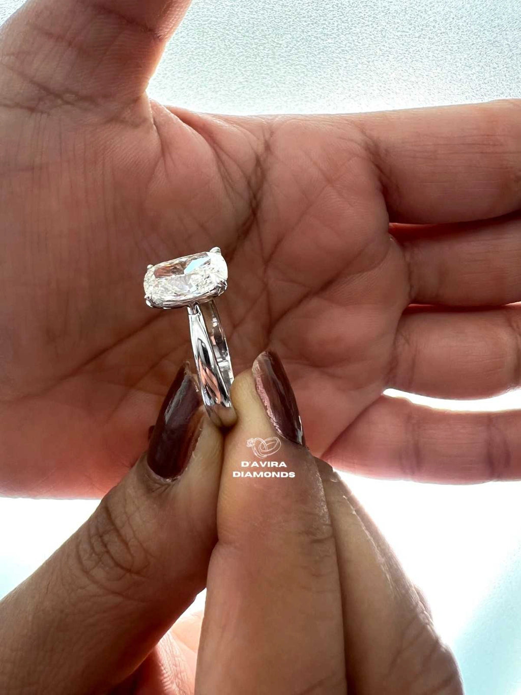 Lab Grown Diamond Cushion Cut Engagement Rings with Round cut side stones split shank settings