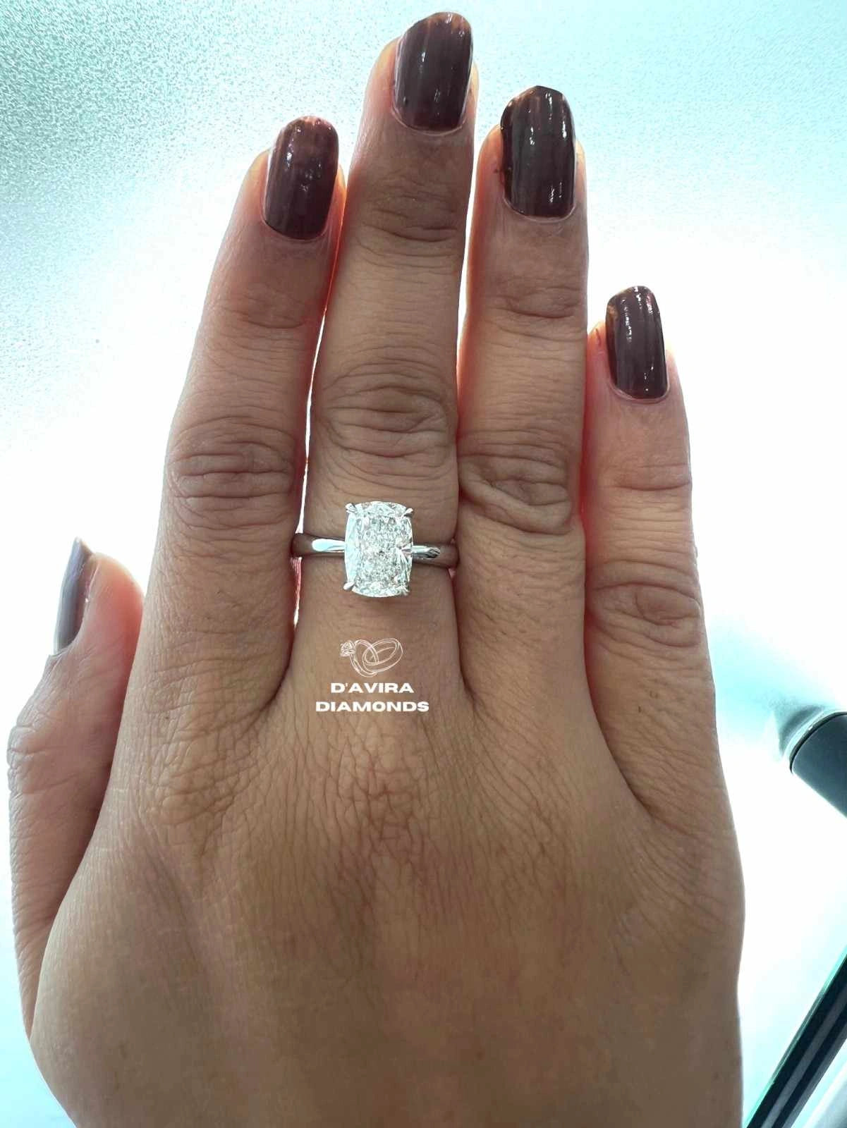 Lab Grown Diamond Cushion Cut Engagement Rings with Round cut side stones split shank settings