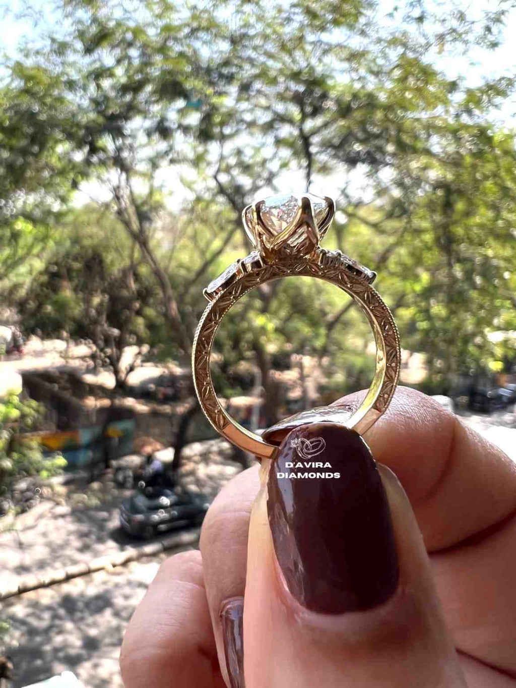 Lab Grown Marquise Diamond Ring for Women with Round Cut Side Stone Design Unique Jewelry