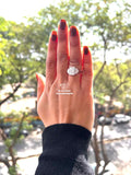 Radiant Lab Diamond Rings with Half Moon Side Stones Unique Engagement Ring in Solid Gold