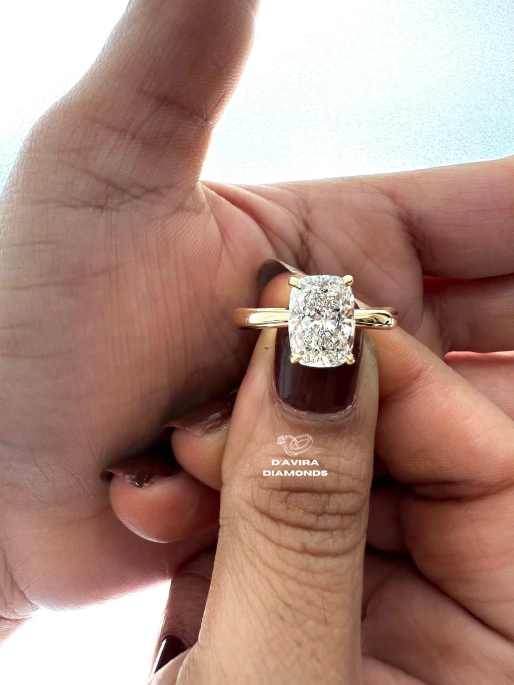 Lab Grown Diamond Cushion Cut Engagement Rings with Round cut side stones split shank settings