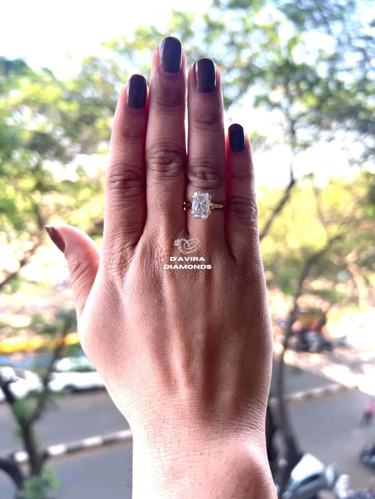 Cushion lab grown diamond engagement rings in solitaire style jewelry gifts for Her
