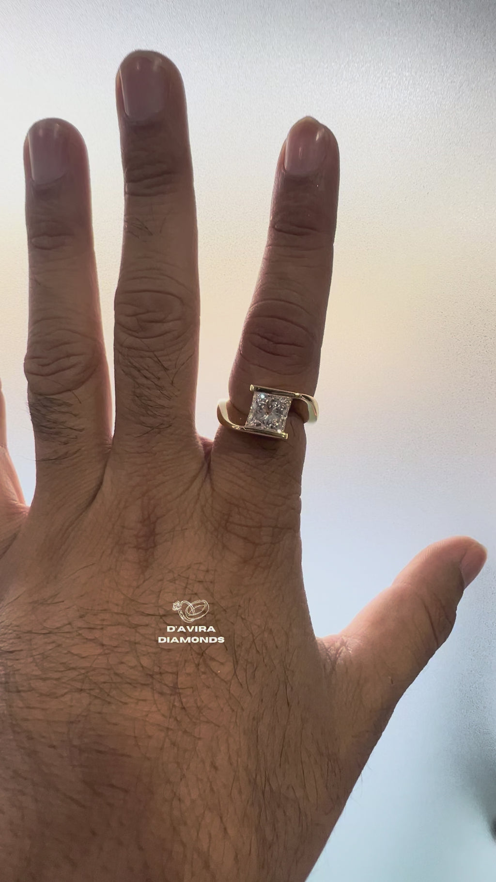 Princess Cut Solitaire Bypass Set Engagement Ring