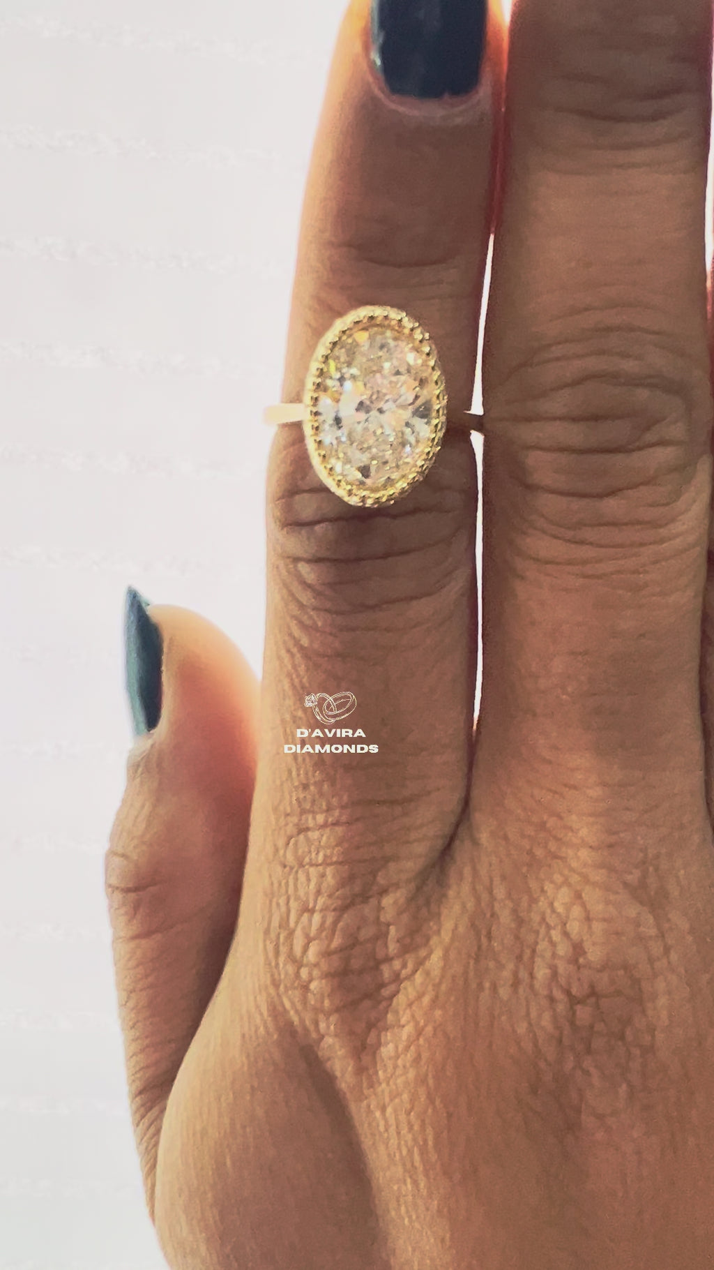 Milgrain Bezel Set Oval Cut Solitaire Diamond Ring