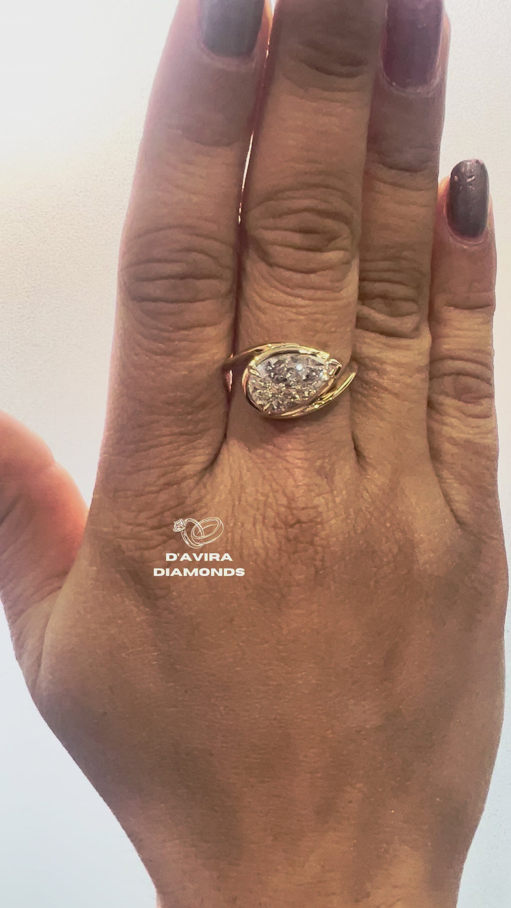 Pear Cut Bypass Shank Lab Diamond Luxury Ring