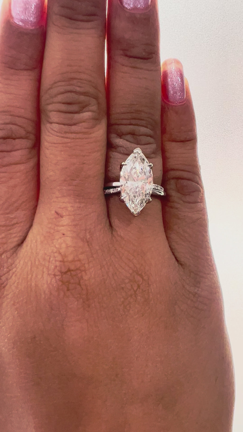 Solitaire Marquise Cut Hidden Halo Diamond Ring