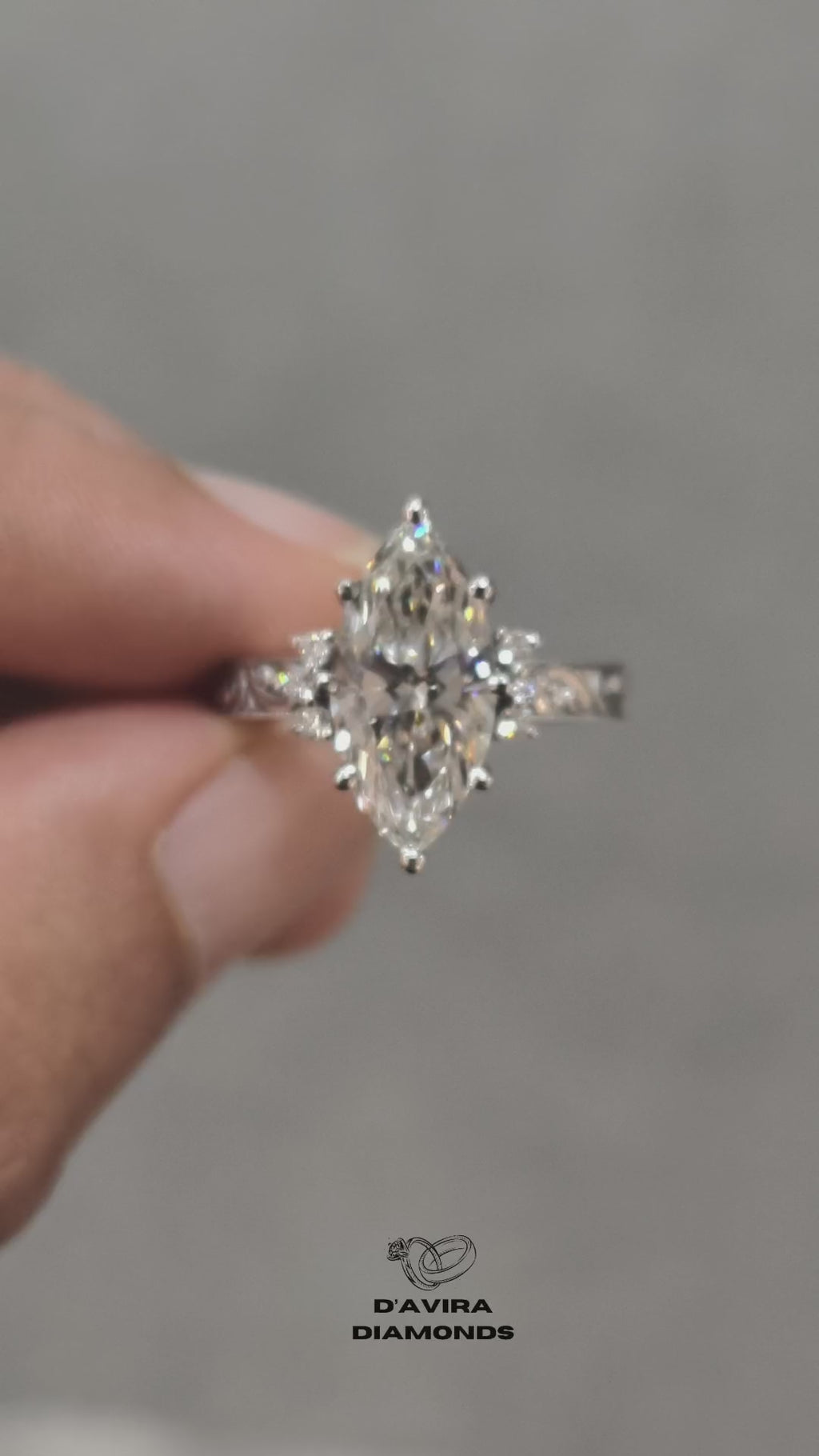 Marquise Cut Filigree Style Lab Diamond Ring