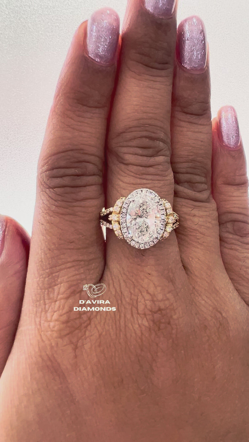 Oval Cut Lab Diamond Halo Engagement Ring