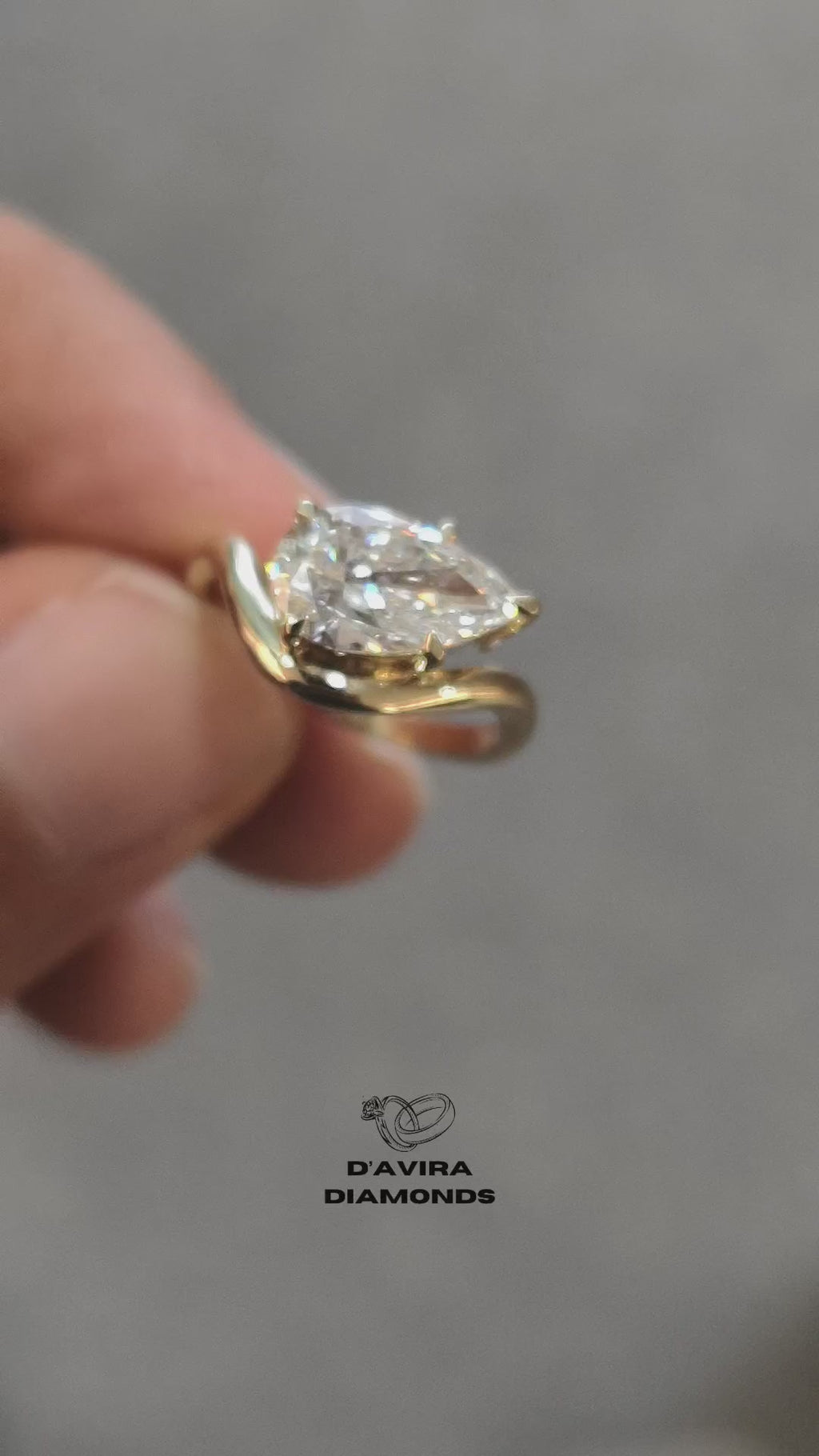 video of pear cut lab diamond ring