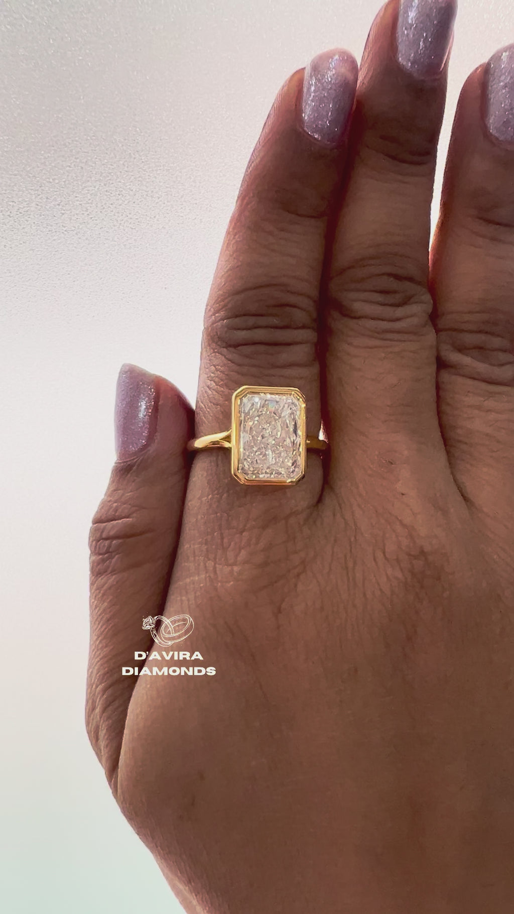 Radiant Cut Bezel Set Lab Diamond Engagement Ring