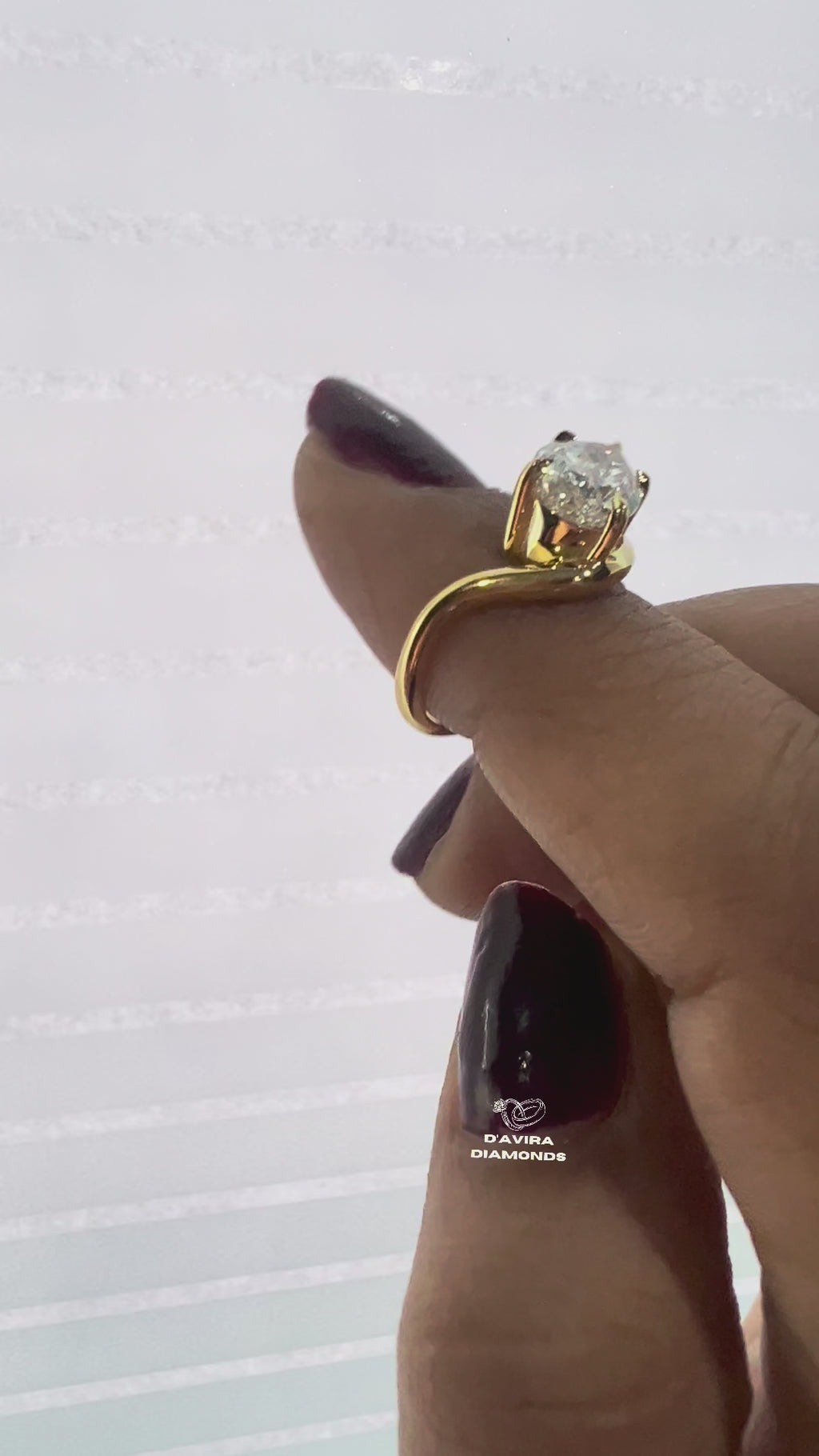 Pear Diamond Curved Solitaire Engagement Ring