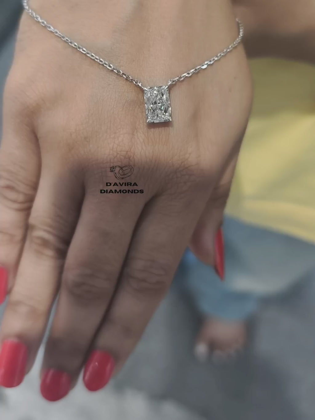 video of Solitaire Lab Diamond Radiant Cut Necklace