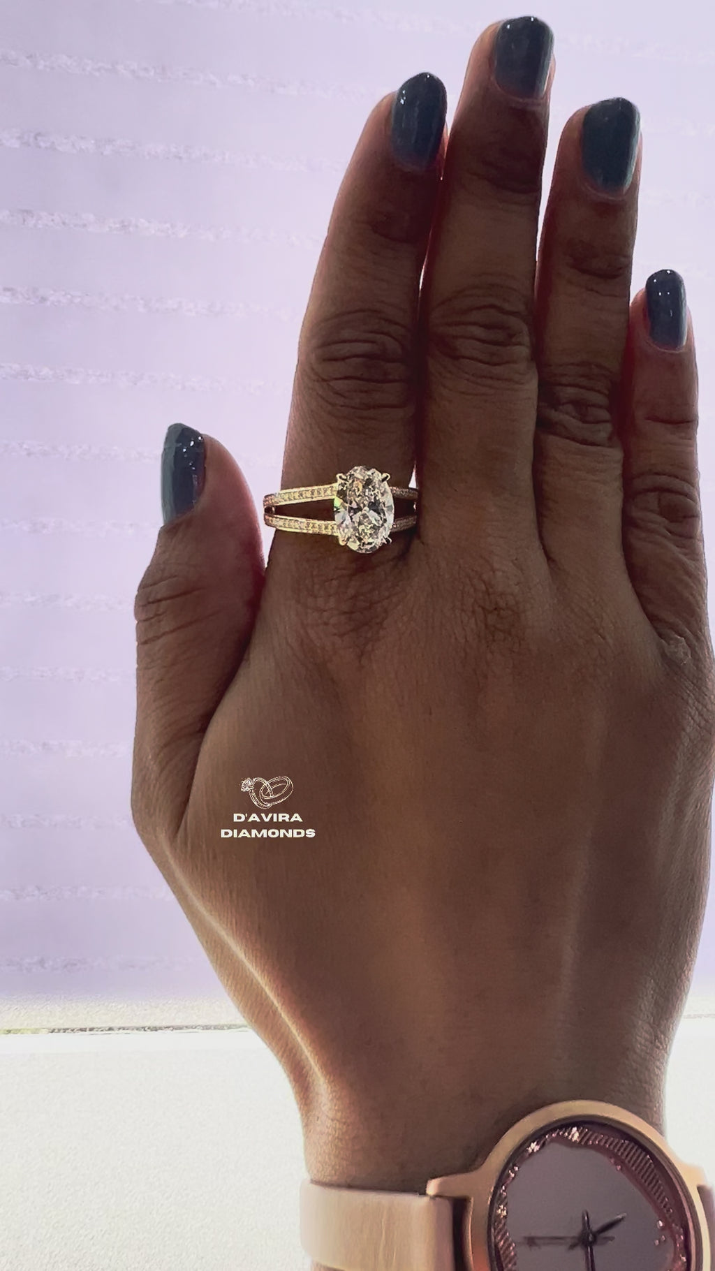 Oval Cut Split Shank Anniversary Ring For Her