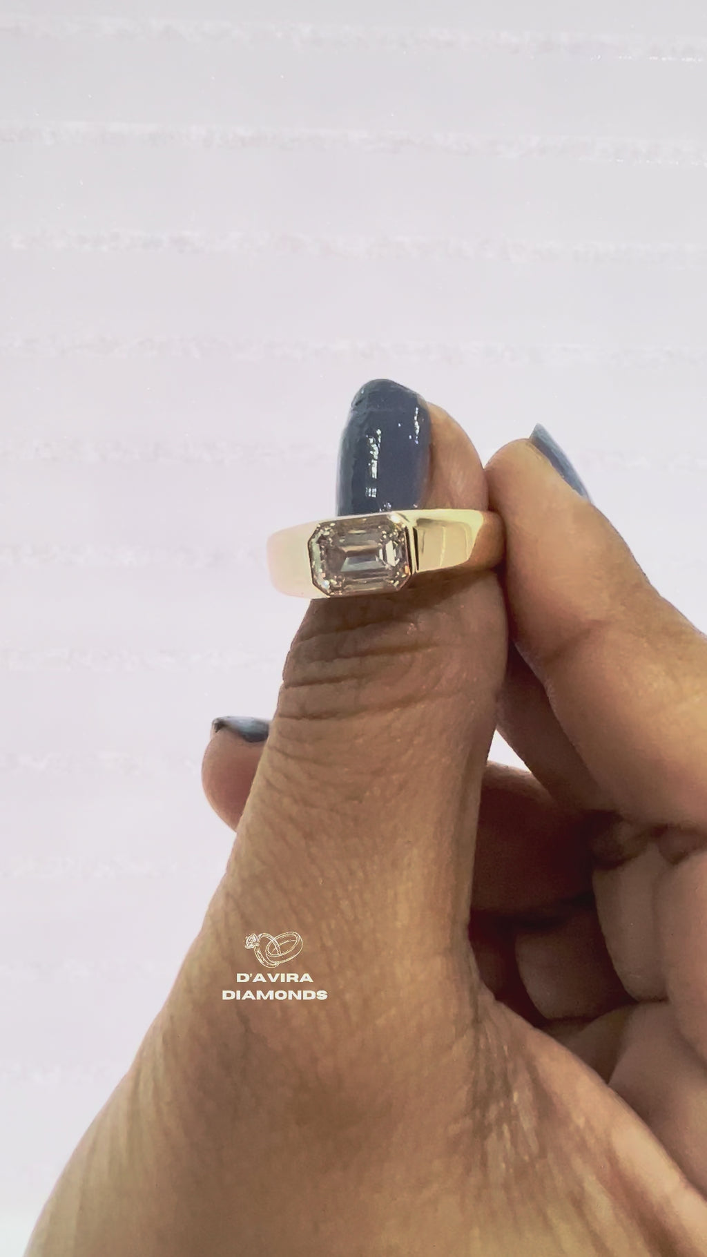 video of East West Emerald Cut Lab Diamond Ring