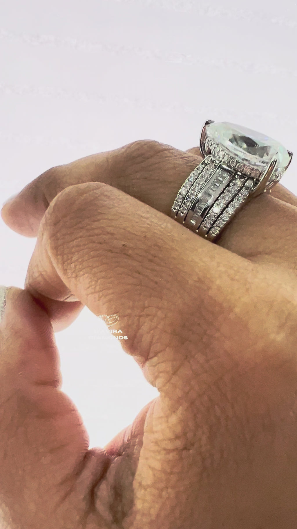 Pear Cut Solitaire Halo Set Accent Bridal Ring