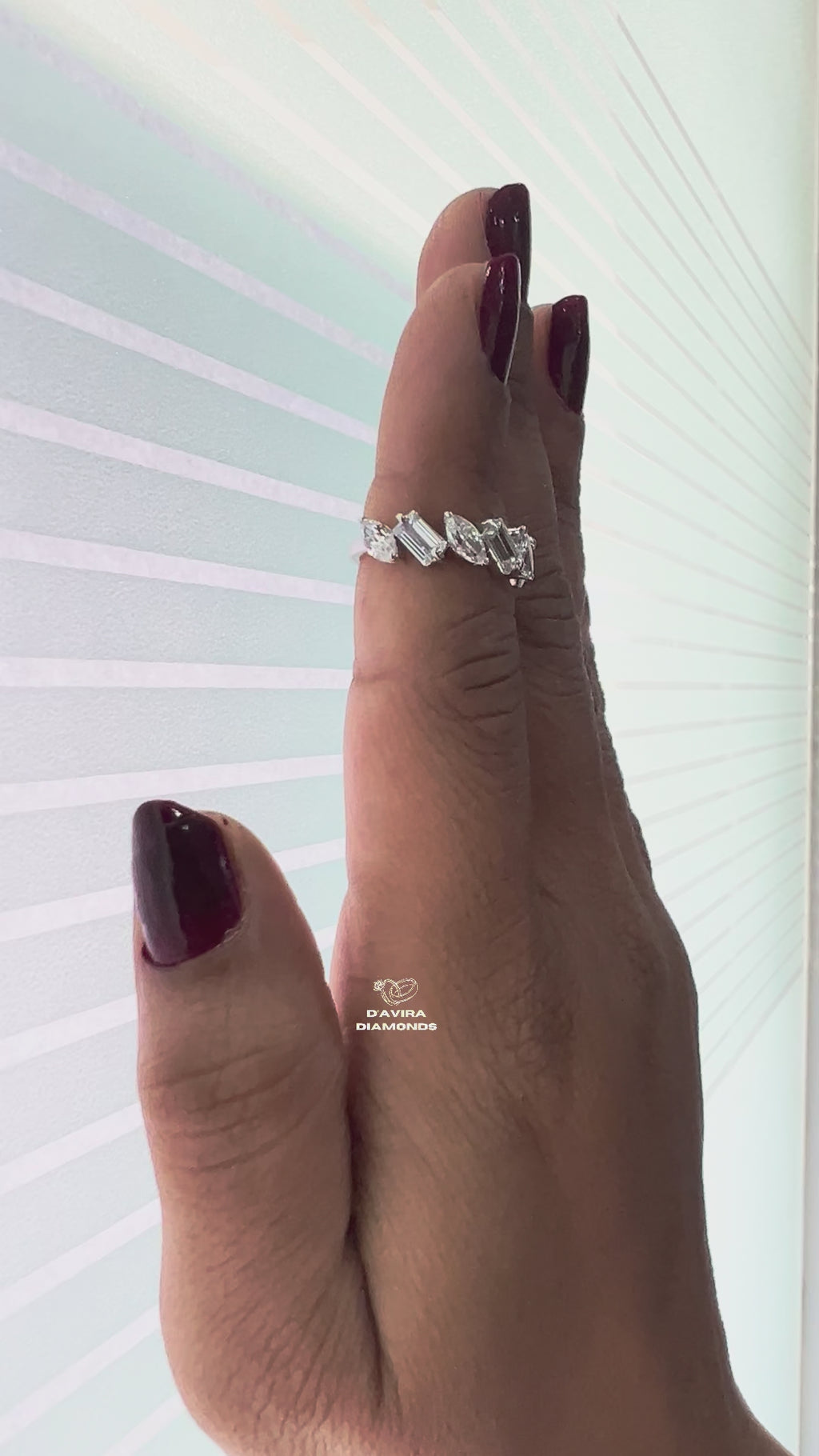 Marquise And Baguette Cut Lab Diamond Half Eternity Band