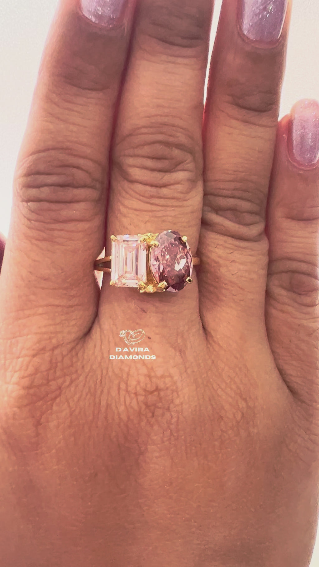 Toi Et Moi Oval And Emerald Cut Split Shank Ring