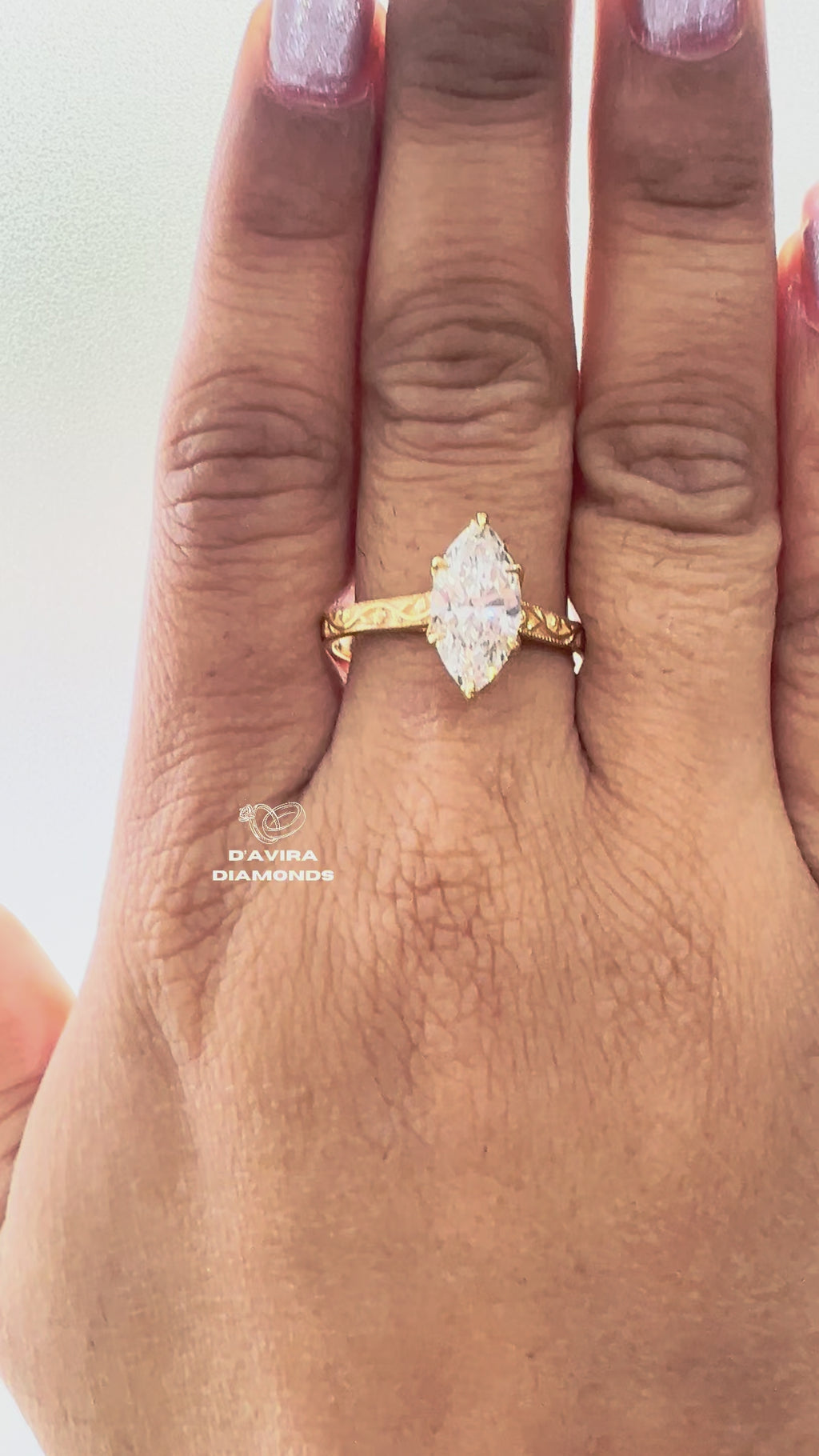 Lab Grown Marquise Diamond Rings in Vintage Inspired Classic Grace Style