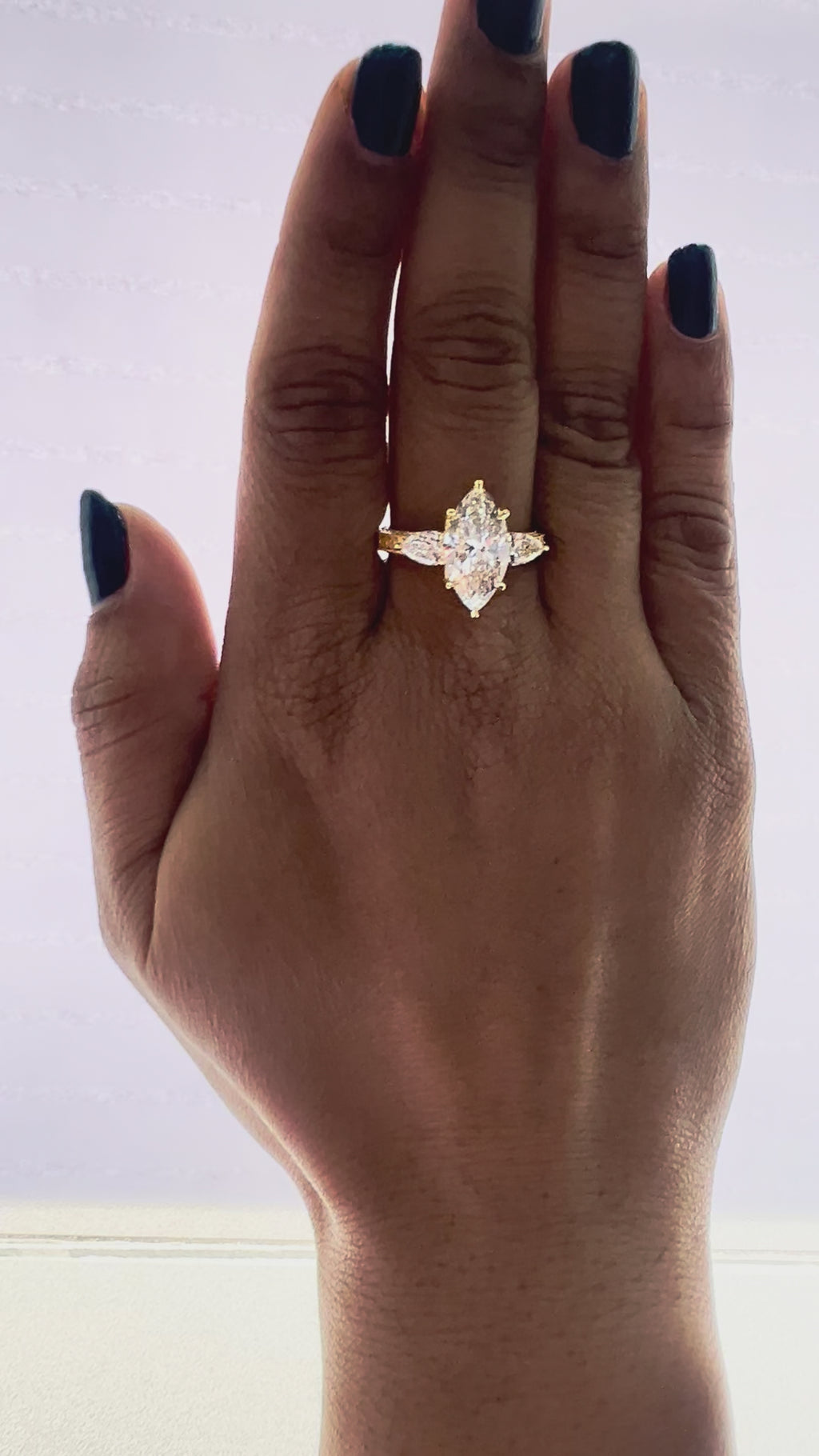 3 Stone Marquise Cut Lab Grown Diamond Ring