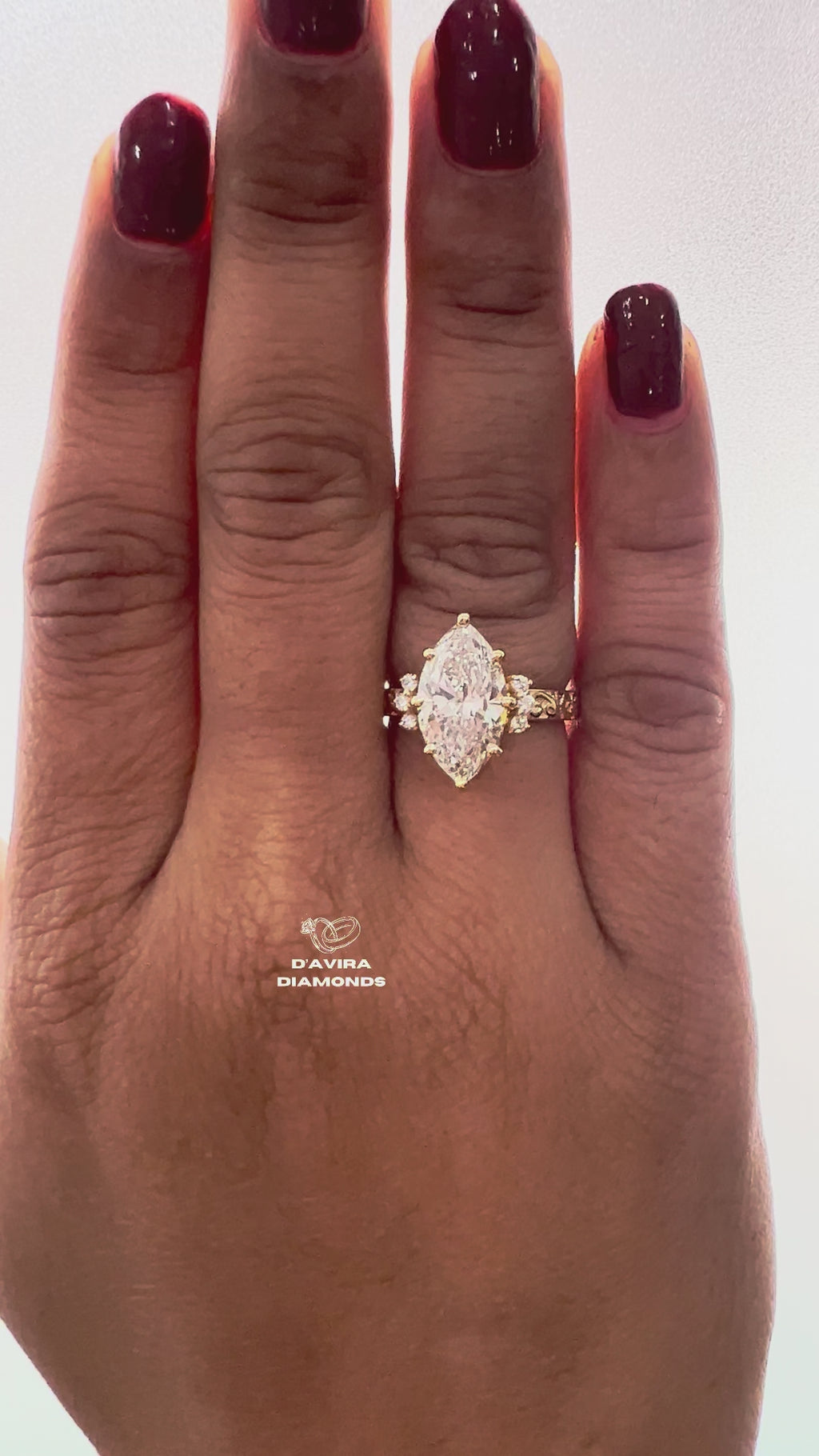 Marquise Cut Nature Inspired Lab Diamond Engagement Ring
