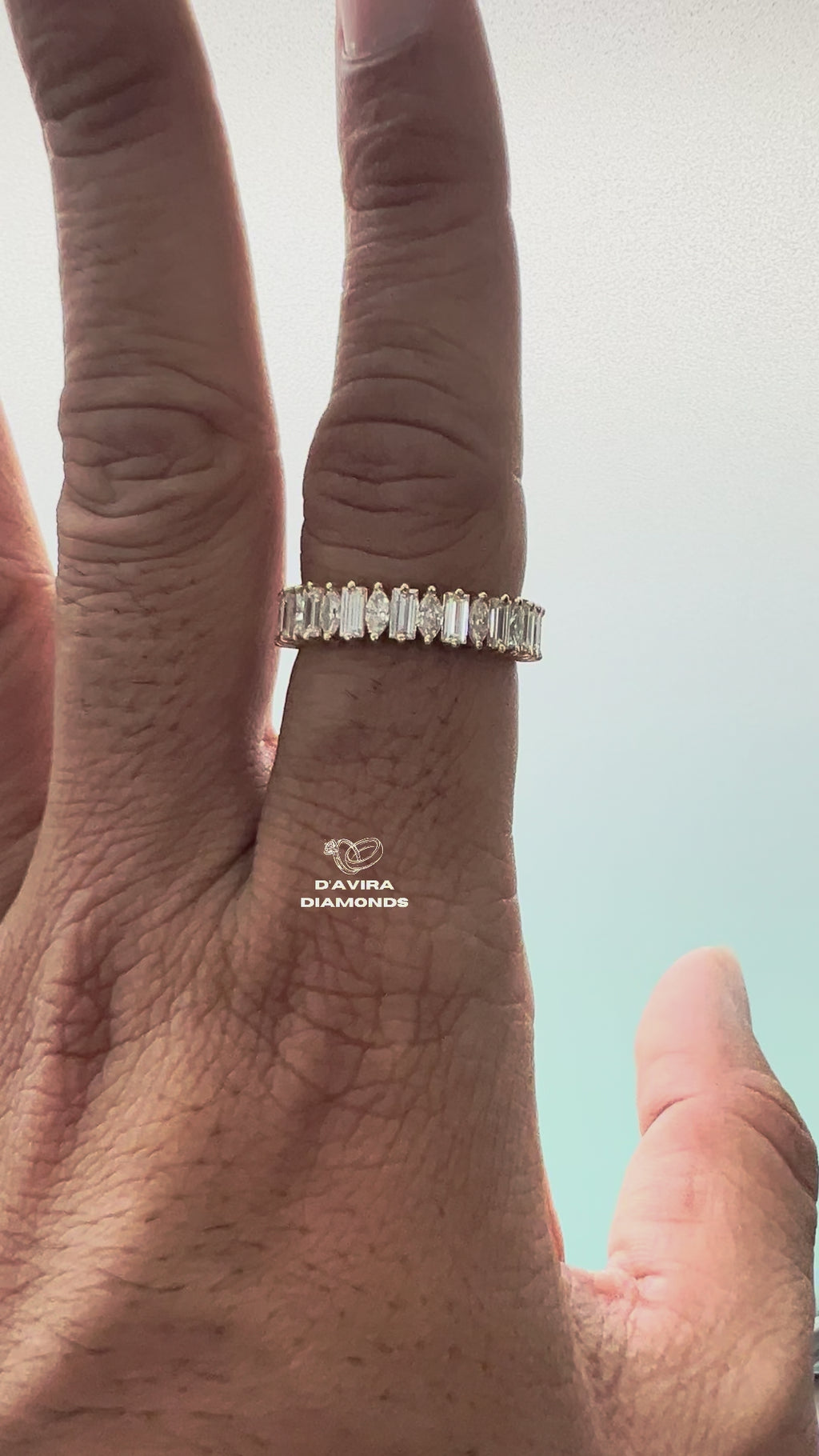 Marquise And Baguette Cut Lab Diamond Half Eternity Band