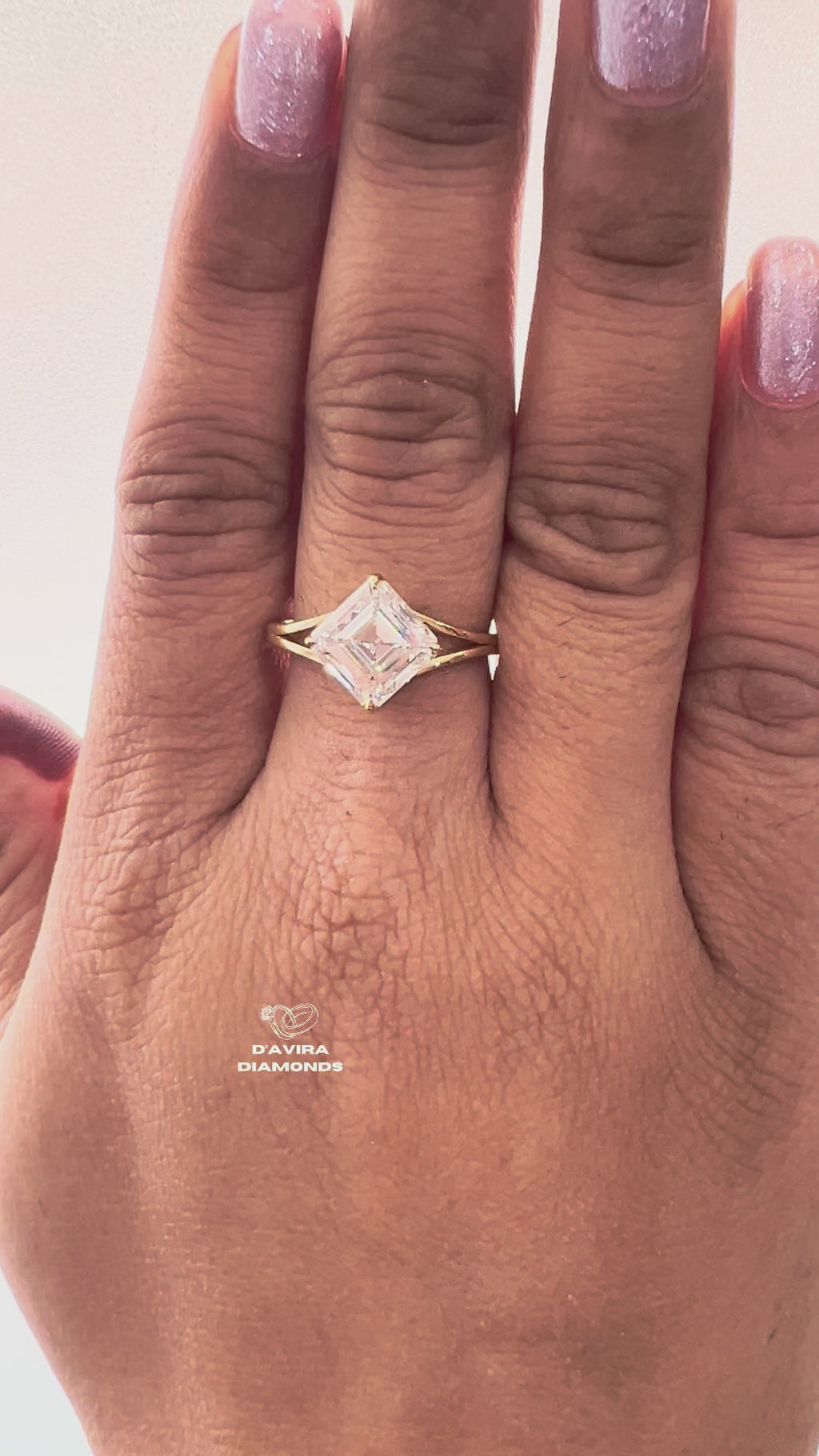 East West Asscher Cut Lab Diamond Engagement Ring