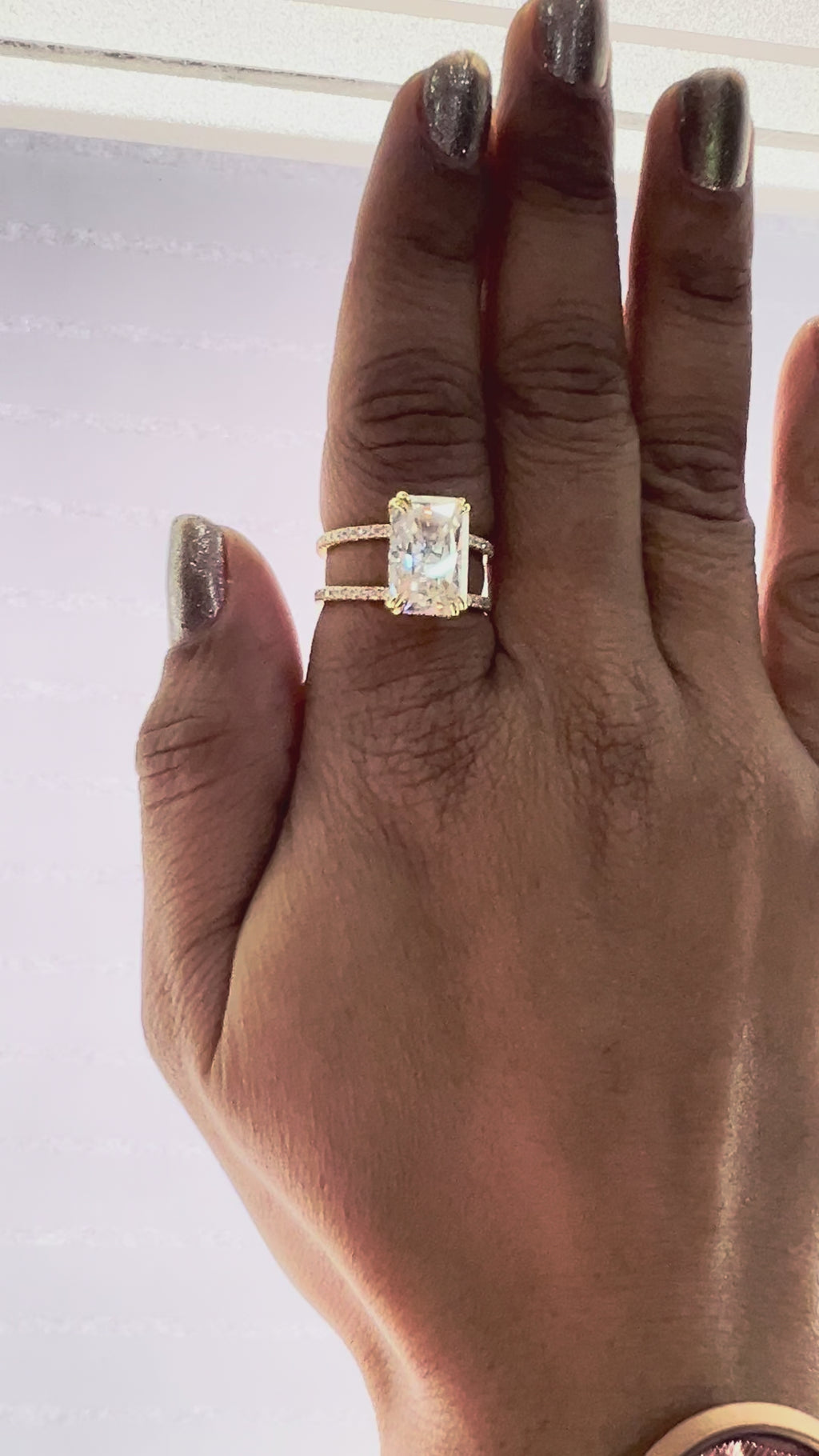 Radiant Cut Lab Diamond Double Shank Engagement Ring