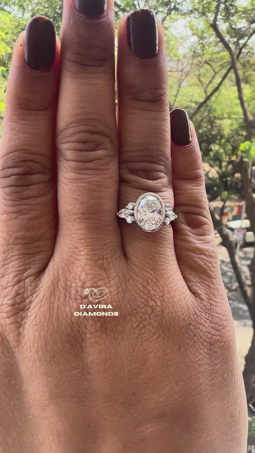 video of oval cut lab diamond engagement ring