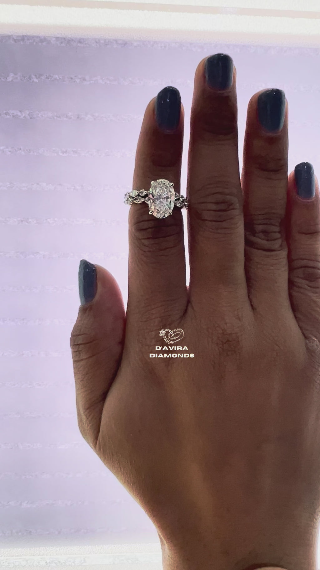 Oval Shape Lab Grown Diamond Hidden Halo Bridal Ring