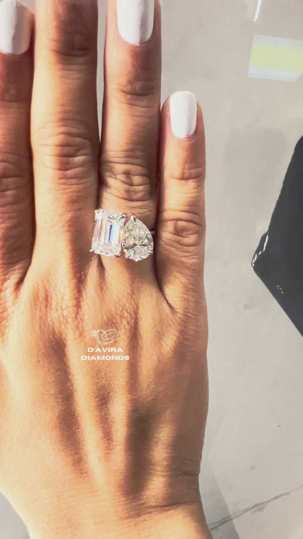 Toi Et Moi Pear And Emerald Cut Lab Diamond Engagement Ring