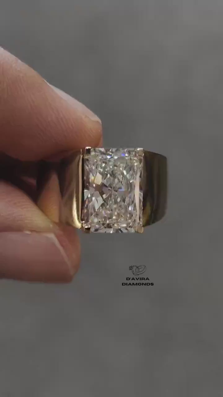 video of solitaire radiant cut lab diamond ring for men