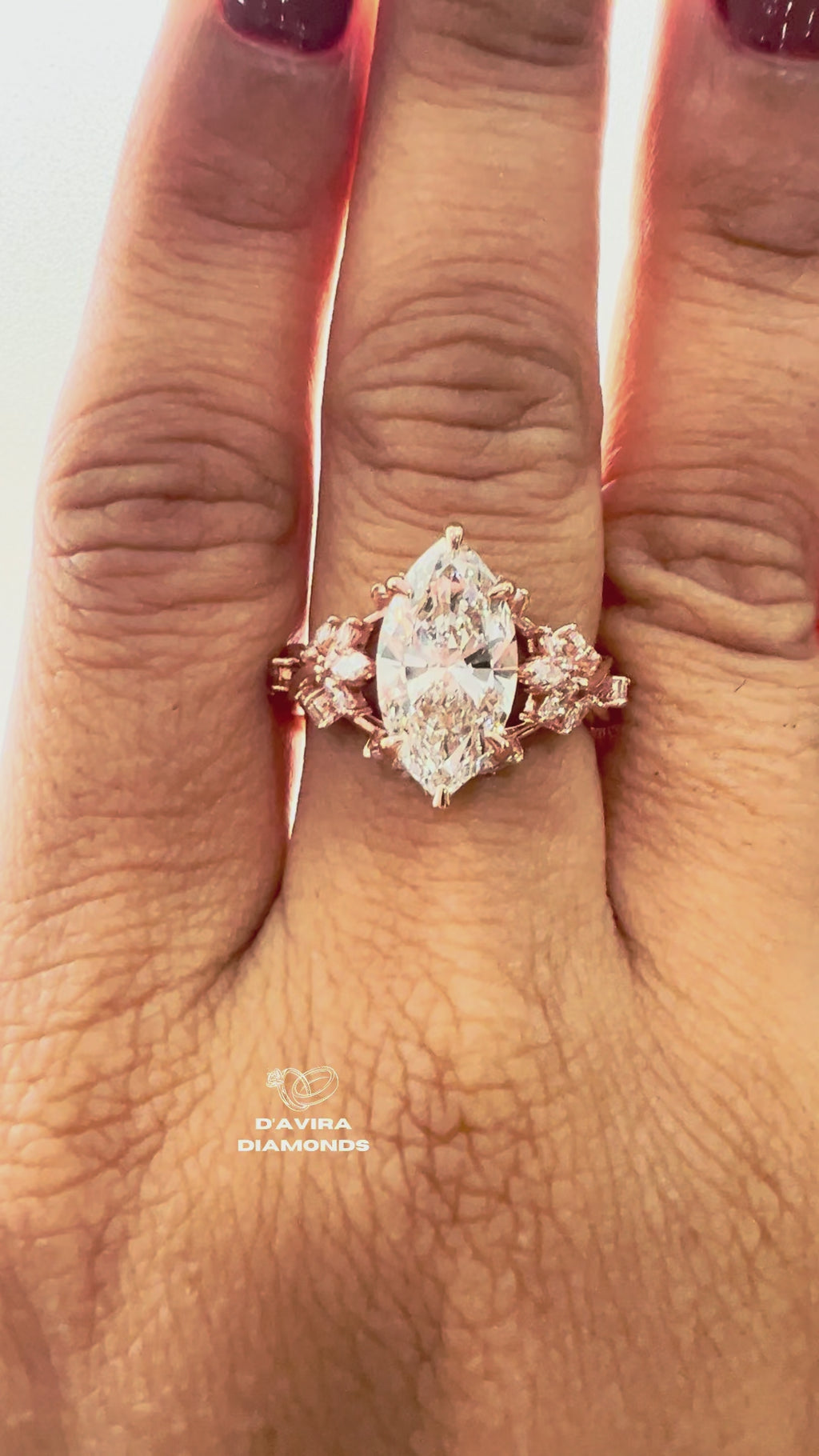Marquise Cut Nature Inspired Lab Diamond Engagement Ring