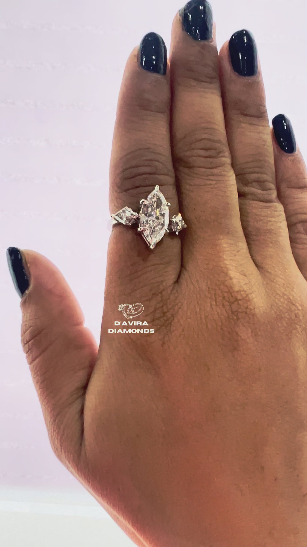 Three Stone Marquise Shape Diamond Engagement Ring