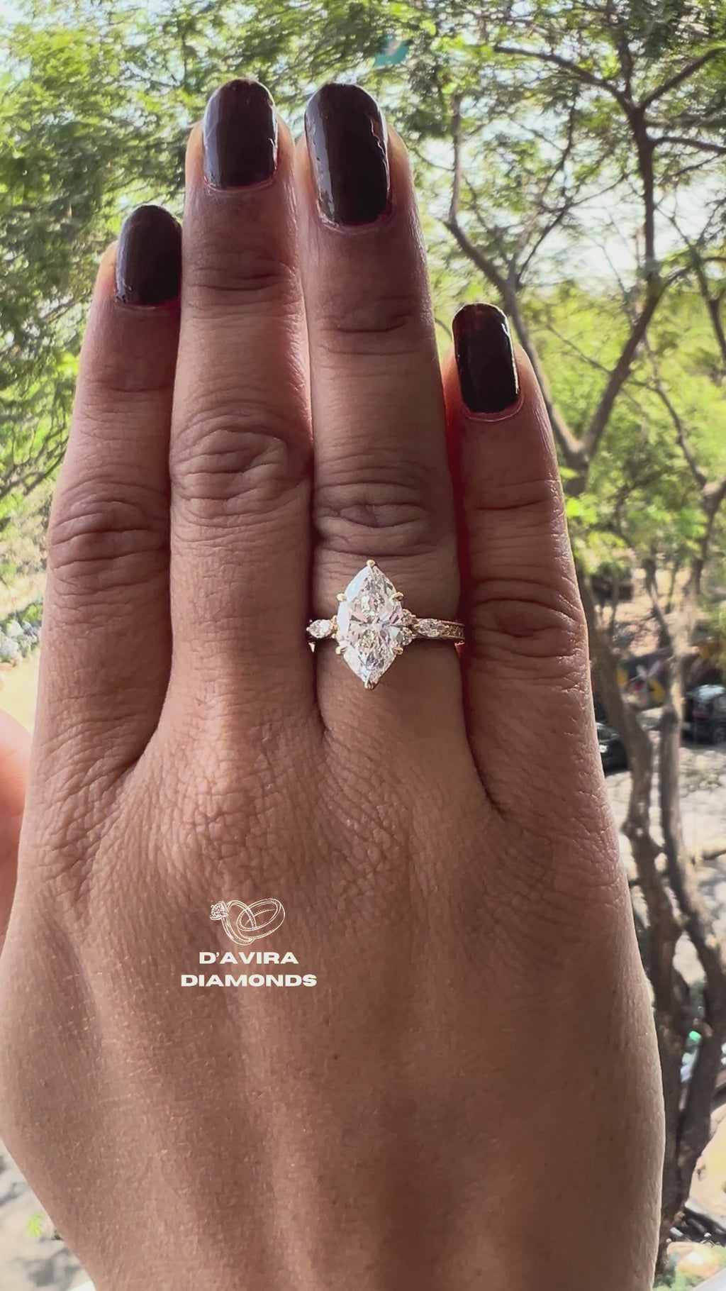 Lab Grown Marquise Diamond Ring for Women with Round Cut Side Stone Design Unique Jewelry