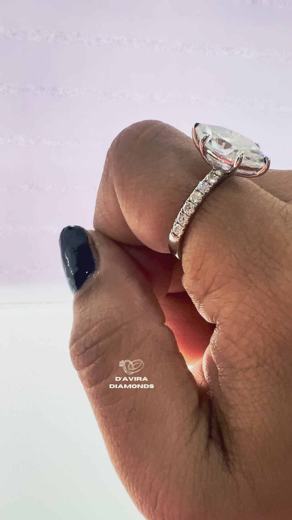 video of Marquise shaped pave set lab diamond ring 