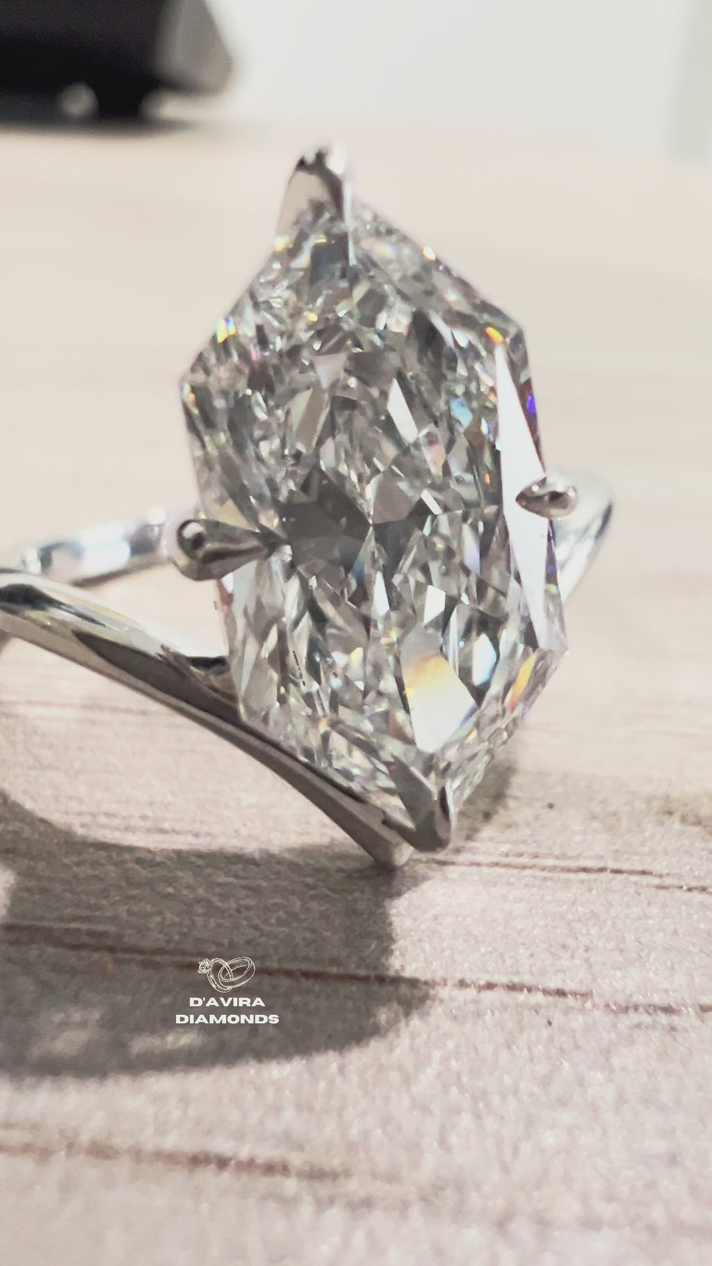 video of solitaire hexagon cut lab grown diamond ring 